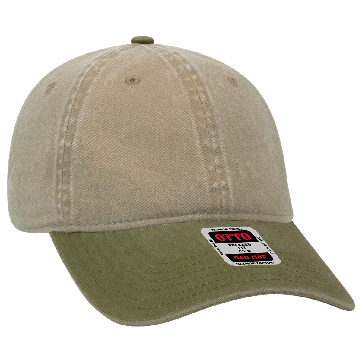Otto Cap 18-202 6 Panel Low Profile Dad Hat - Olive/Khaki