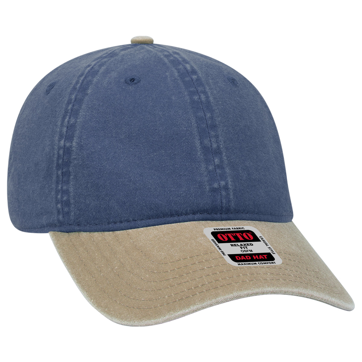 Otto Cap 18-202 6 Panel Low Profile Dad Hat - Khaki/Navy