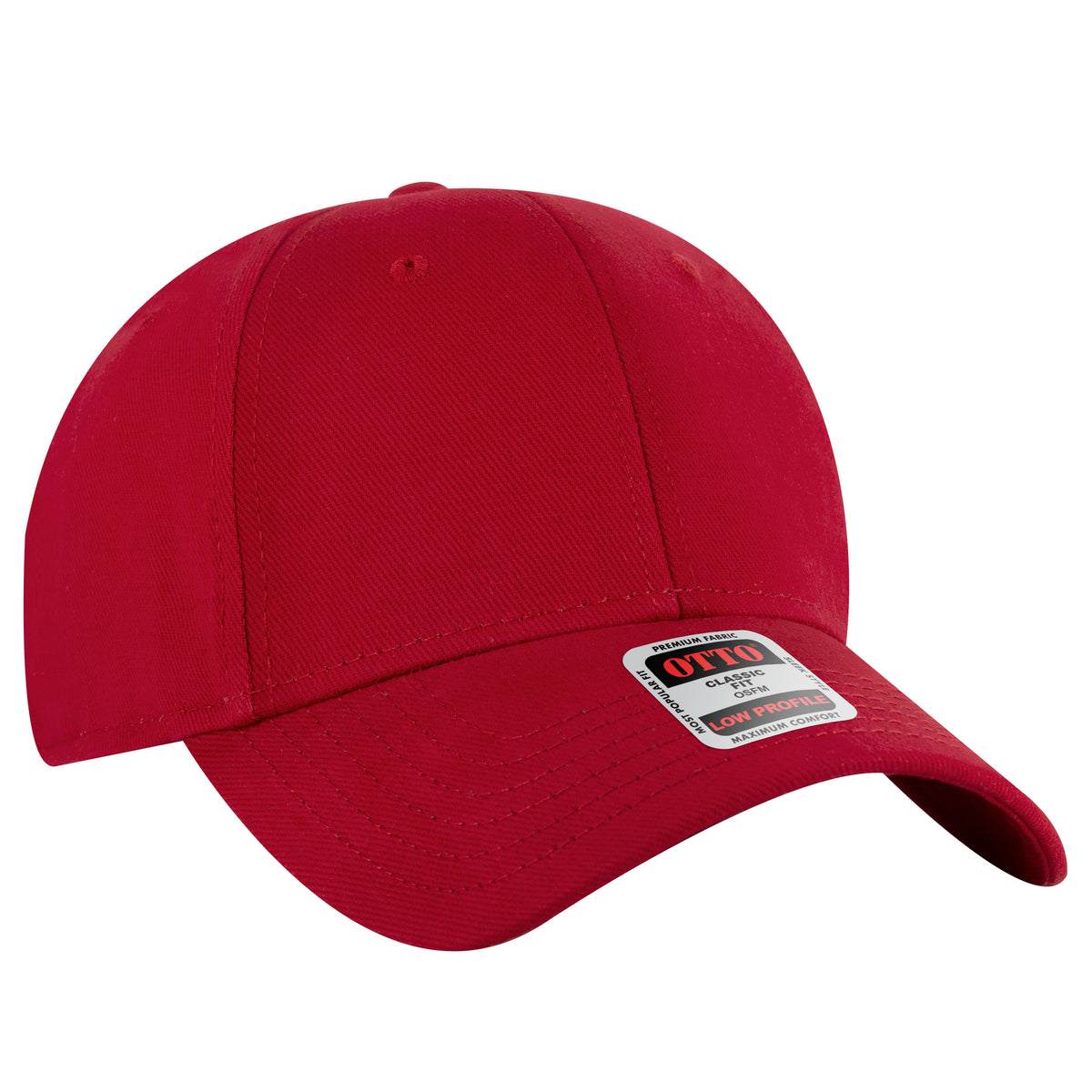 Otto Cap 19-251 6 Panel Low Profile Baseball Cap - Red