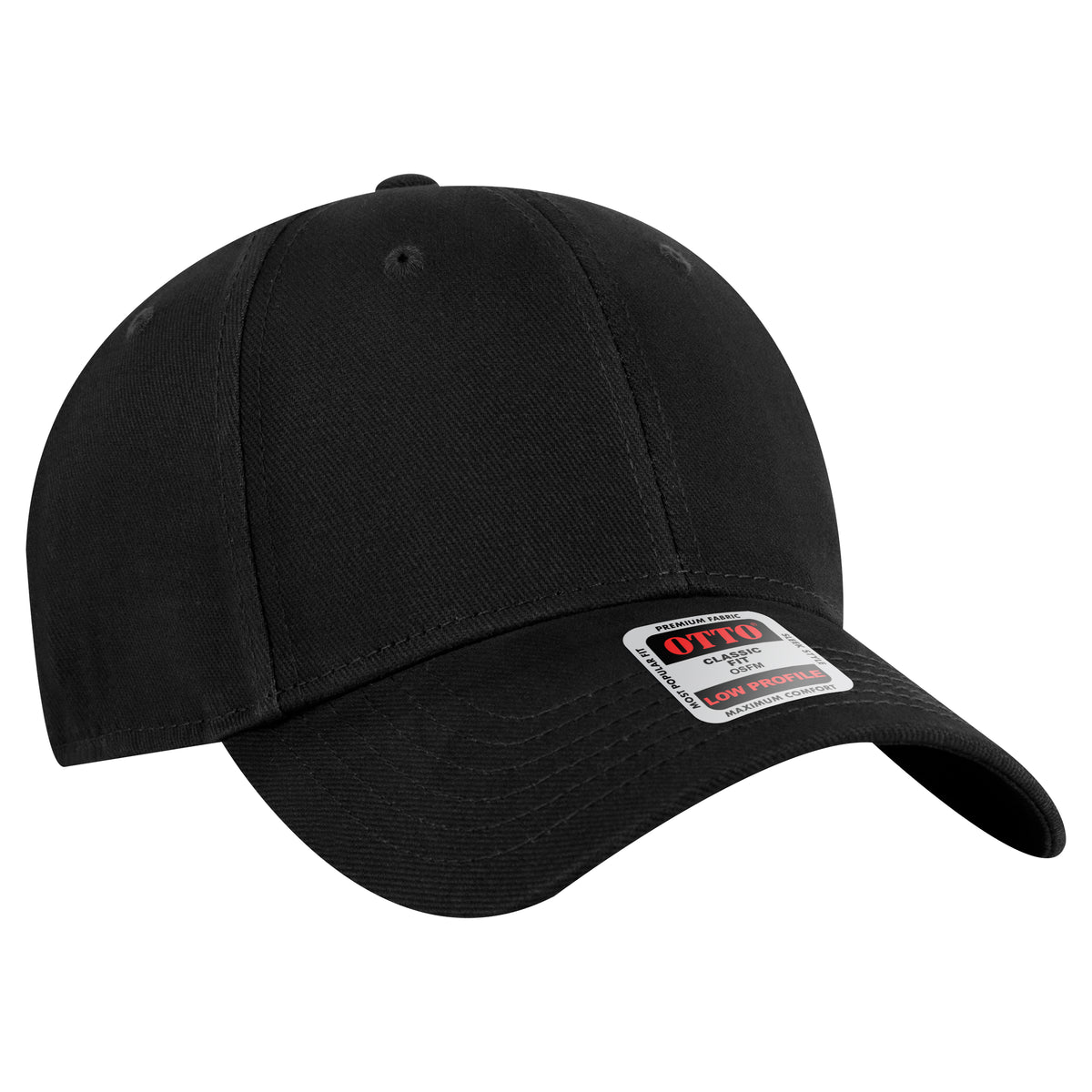 Otto Cap 19-251 6 Panel Low Profile Baseball Cap - Black