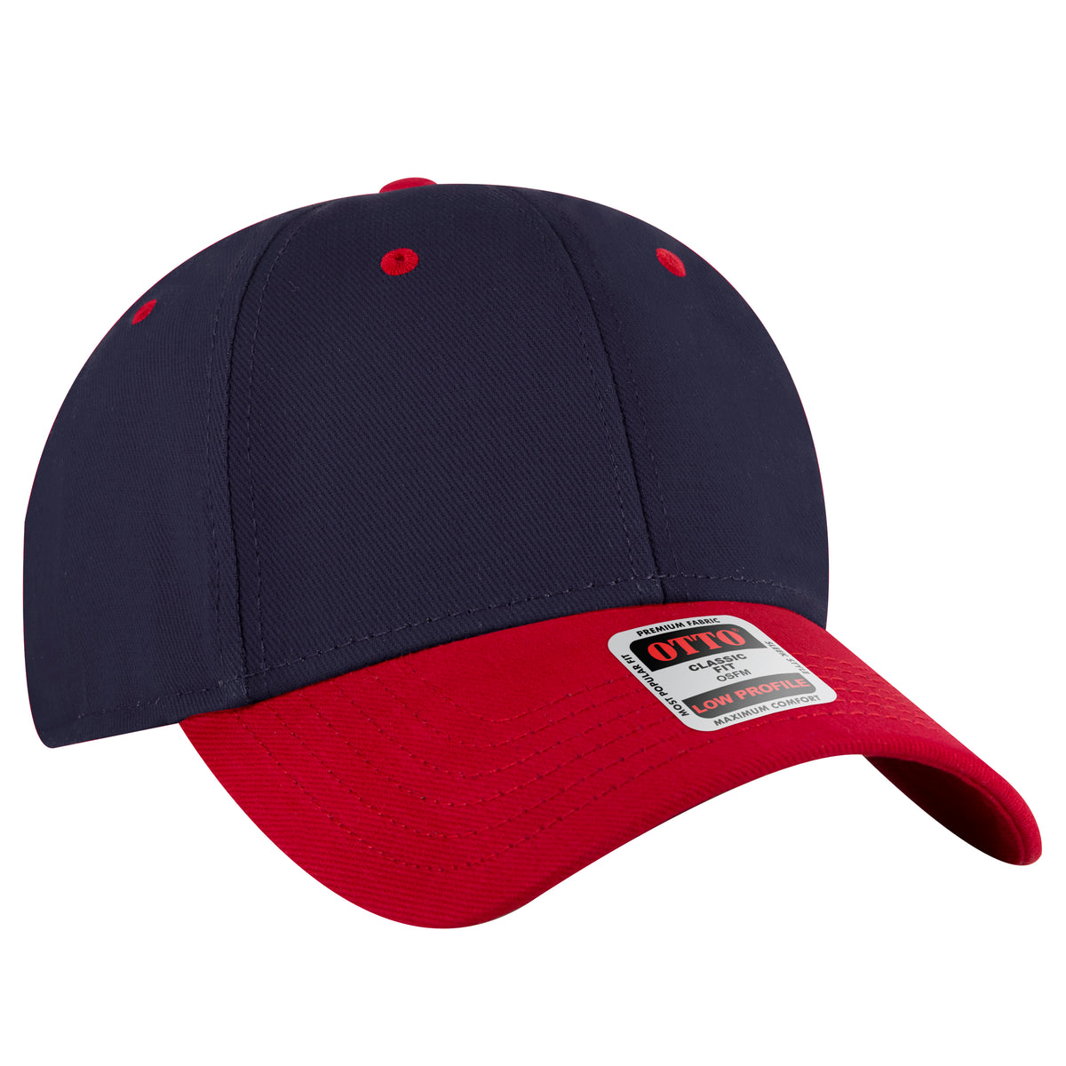 Otto Cap 19-251 6 Panel Low Profile Baseball Cap - Red/Navy