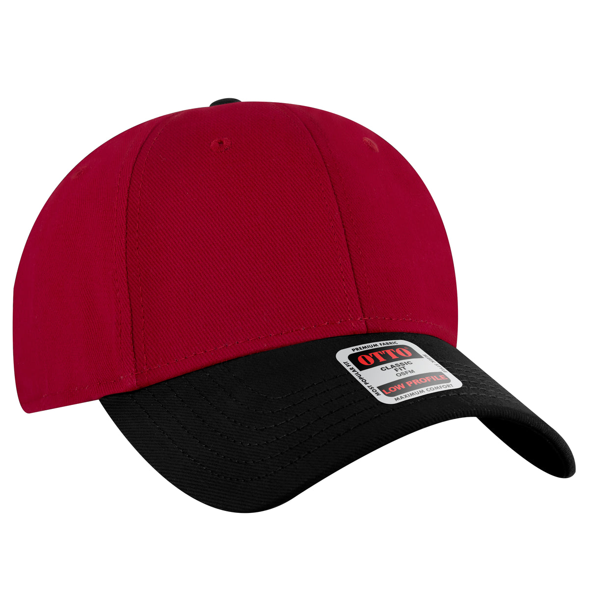 Otto Cap 19-251 6 Panel Low Profile Baseball Cap - Black/Red