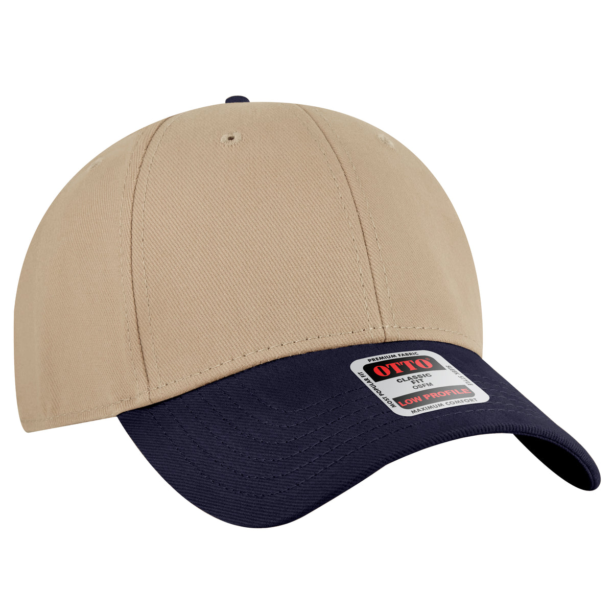 Otto Cap 19-251 6 Panel Low Profile Baseball Cap - Navy/Khaki