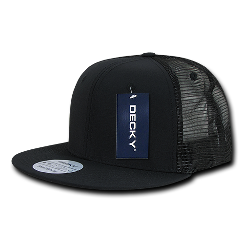 Decky 6 Panel High Profile Structured Ripstop Trucker - Black