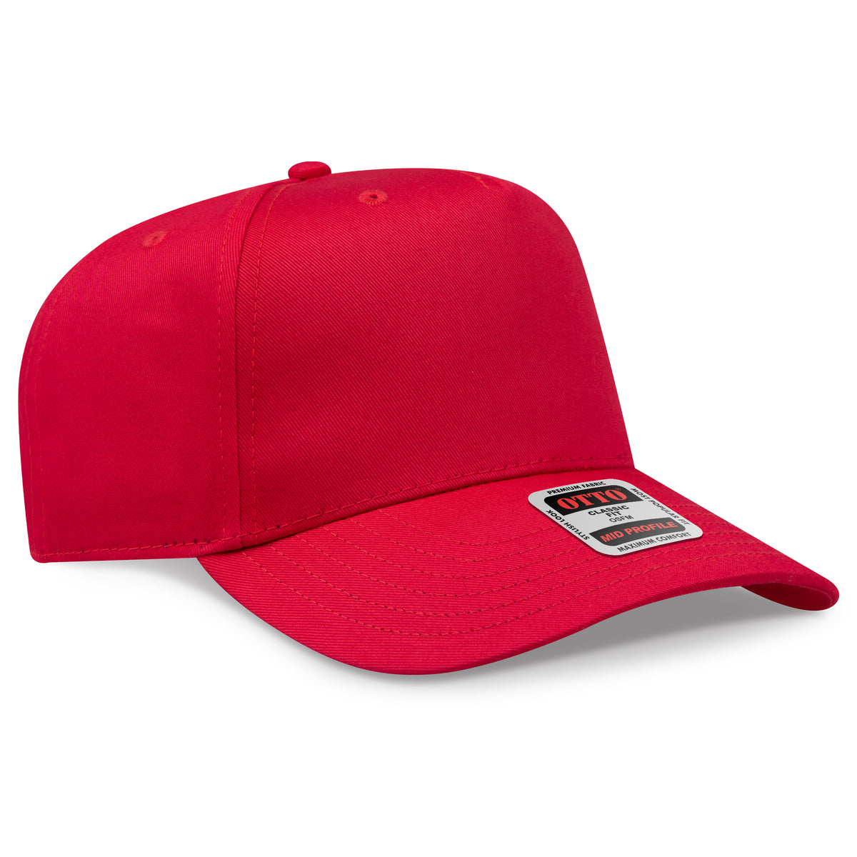 Otto Cap 31-069 5 Panel Mid Profile Baseball Cap - Red
