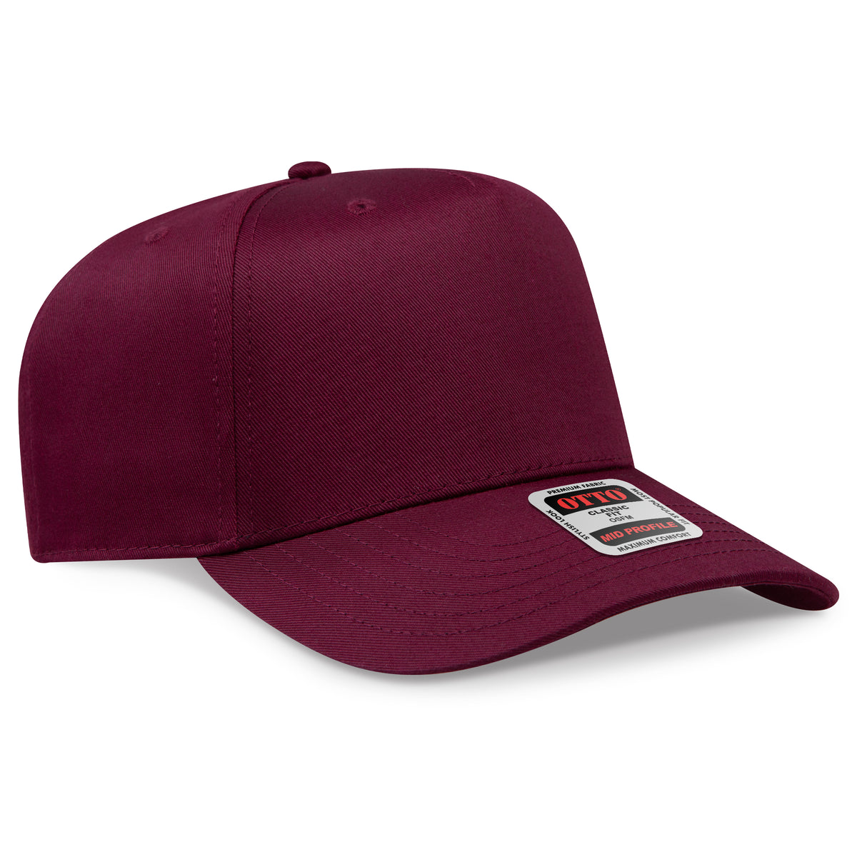 Otto Cap 31-069 5 Panel Mid Profile Baseball Cap - Maroon