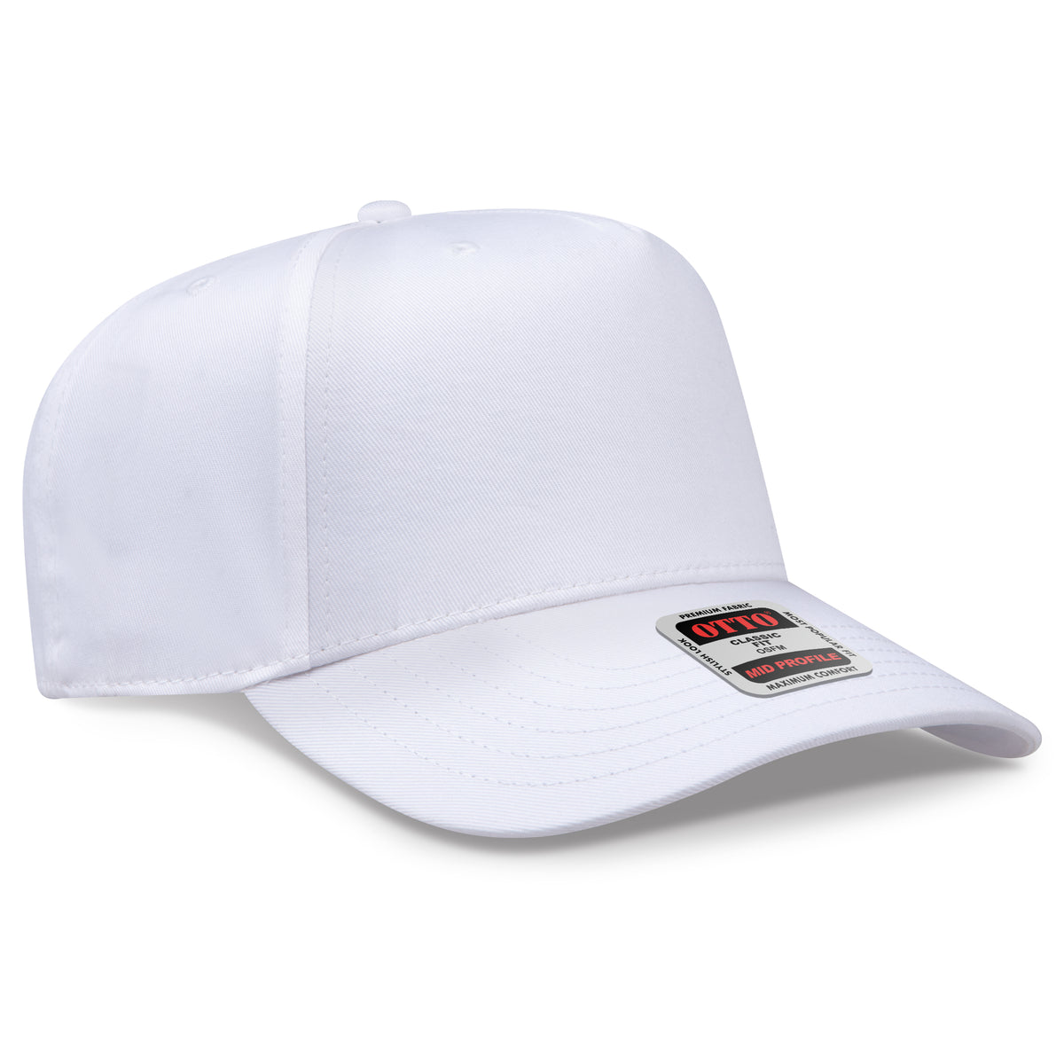 Otto Cap 31-069 5 Panel Mid Profile Baseball Cap - White
