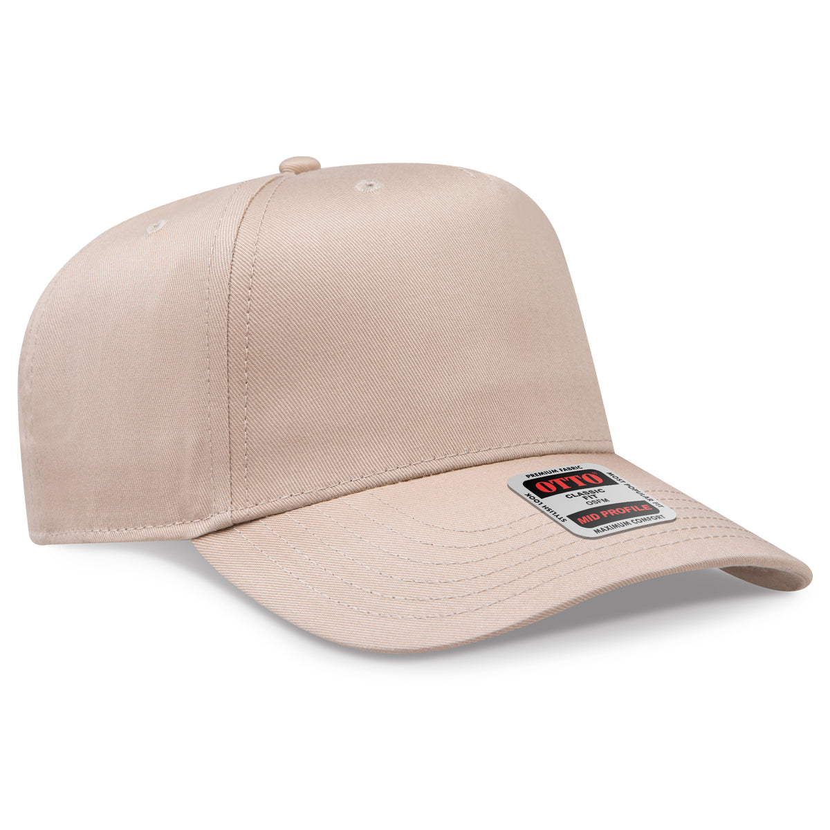 Otto Cap 31-069 5 Panel Mid Profile Baseball Cap - Khaki
