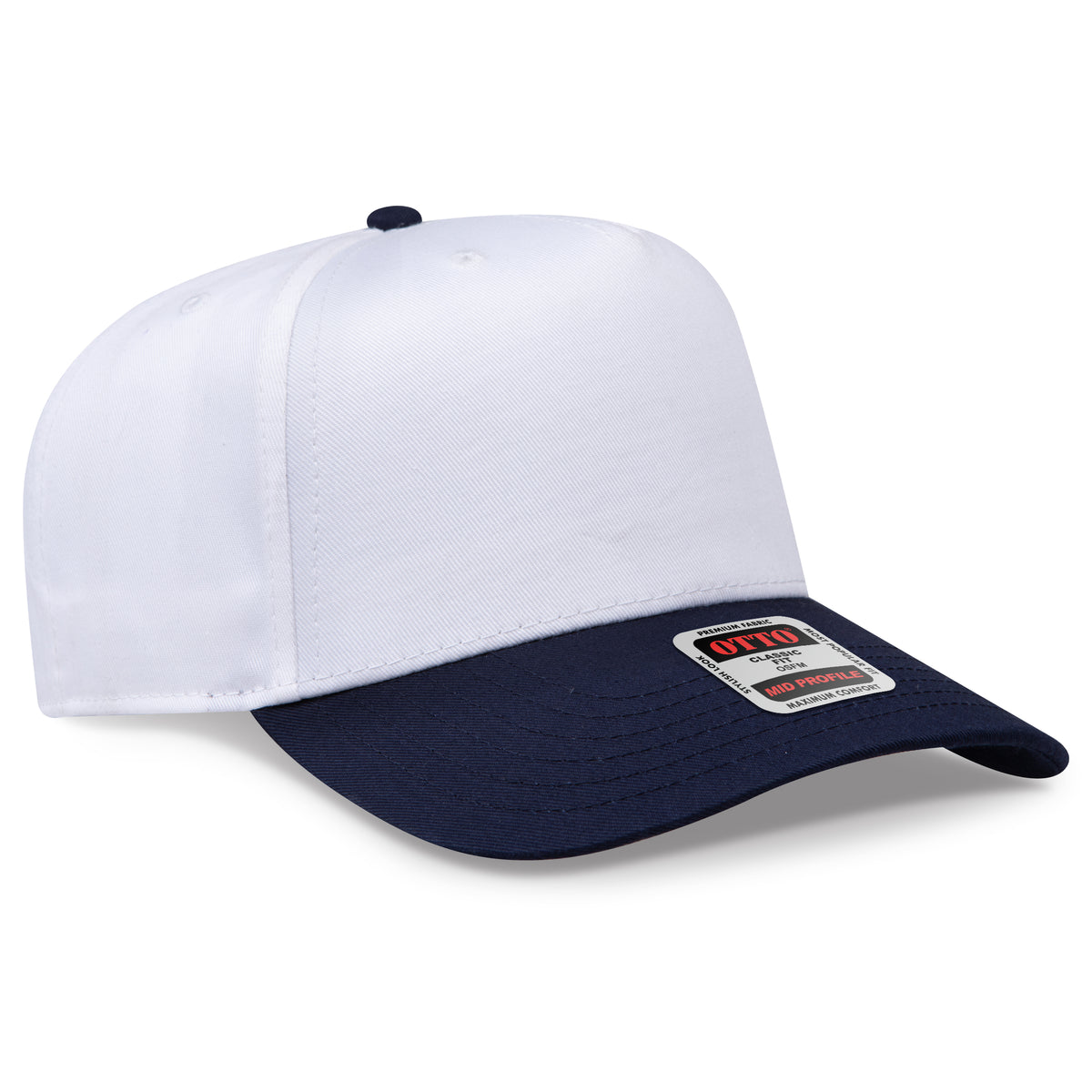 Otto Cap 31-069 5 Panel Mid Profile Baseball Cap - Navy/White