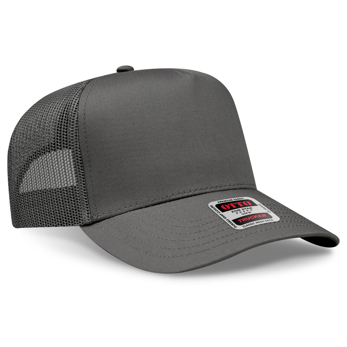 Otto Cap 32-285 5 Panel Mid Profile Mesh Back Trucker Hat - Charcoal Gray