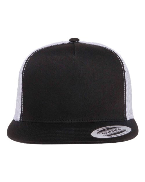 YP Classics Classic Five-Panel Trucker Cap - Black/ White