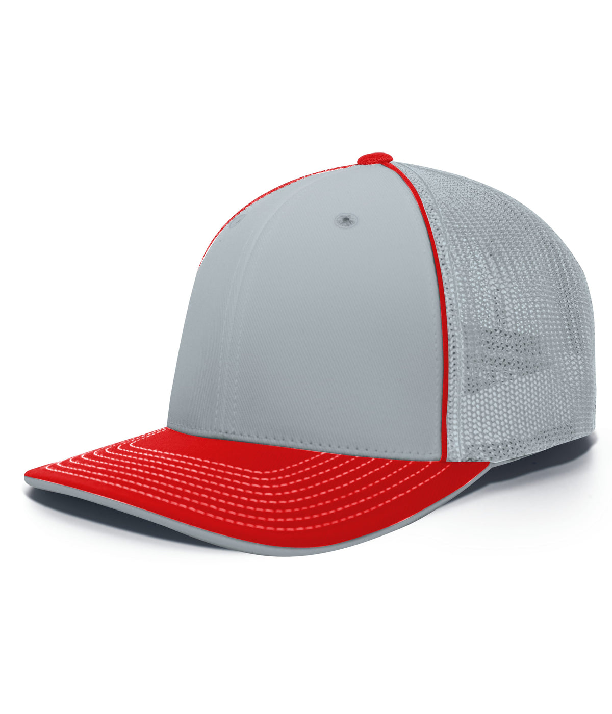 Pacific Headwear Trucker Flexfit Cap - SILVER/RED