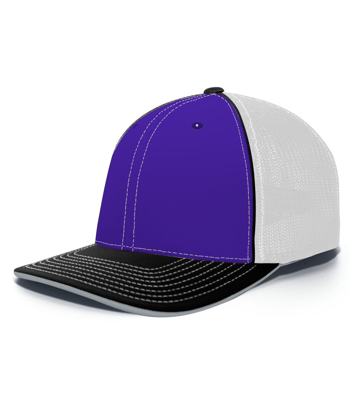 Pacific Headwear Trucker Flexfit Cap - PURPLE/WHITE/BLACK