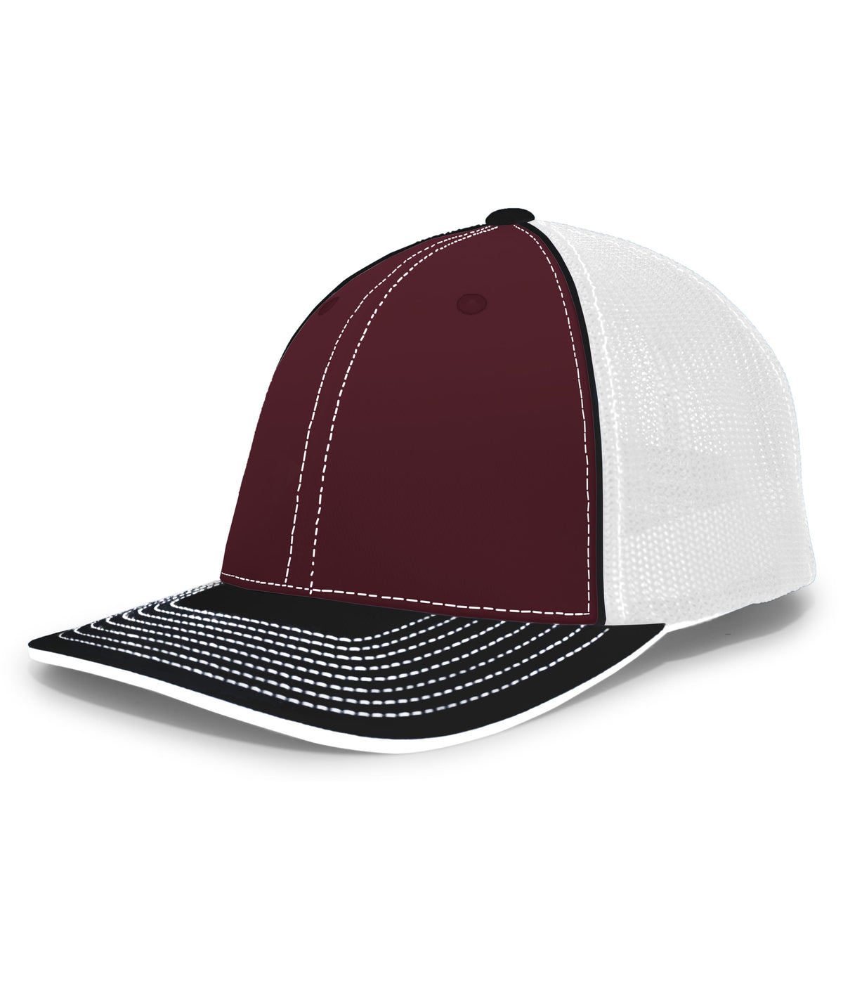Pacific Headwear Trucker Flexfit Cap - MAROON/WHITE/BLACK