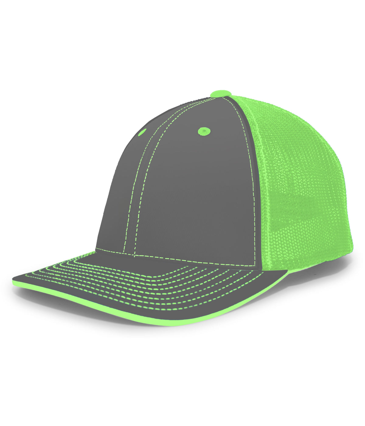Pacific Headwear Trucker Flexfit Cap - GRAPHITE/NEON GREEN/GRAPHITE