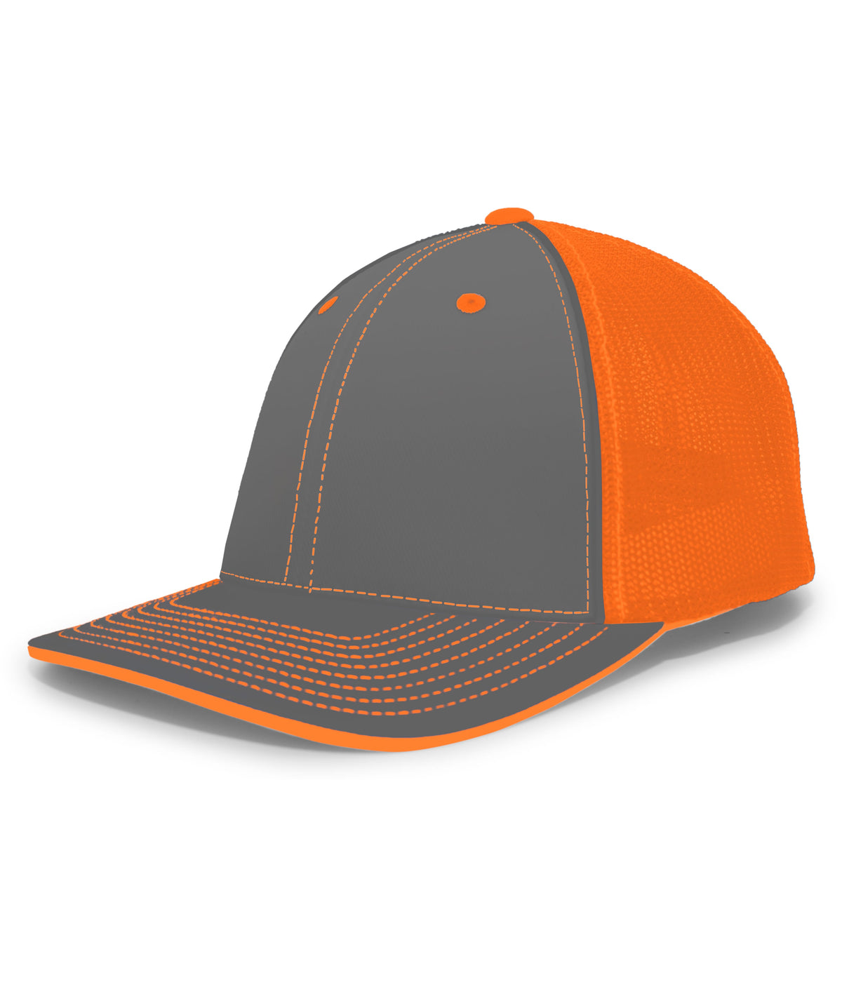 Pacific Headwear Trucker Flexfit Cap - GRAPHITE/NEON ORANGE/GRAPHITE
