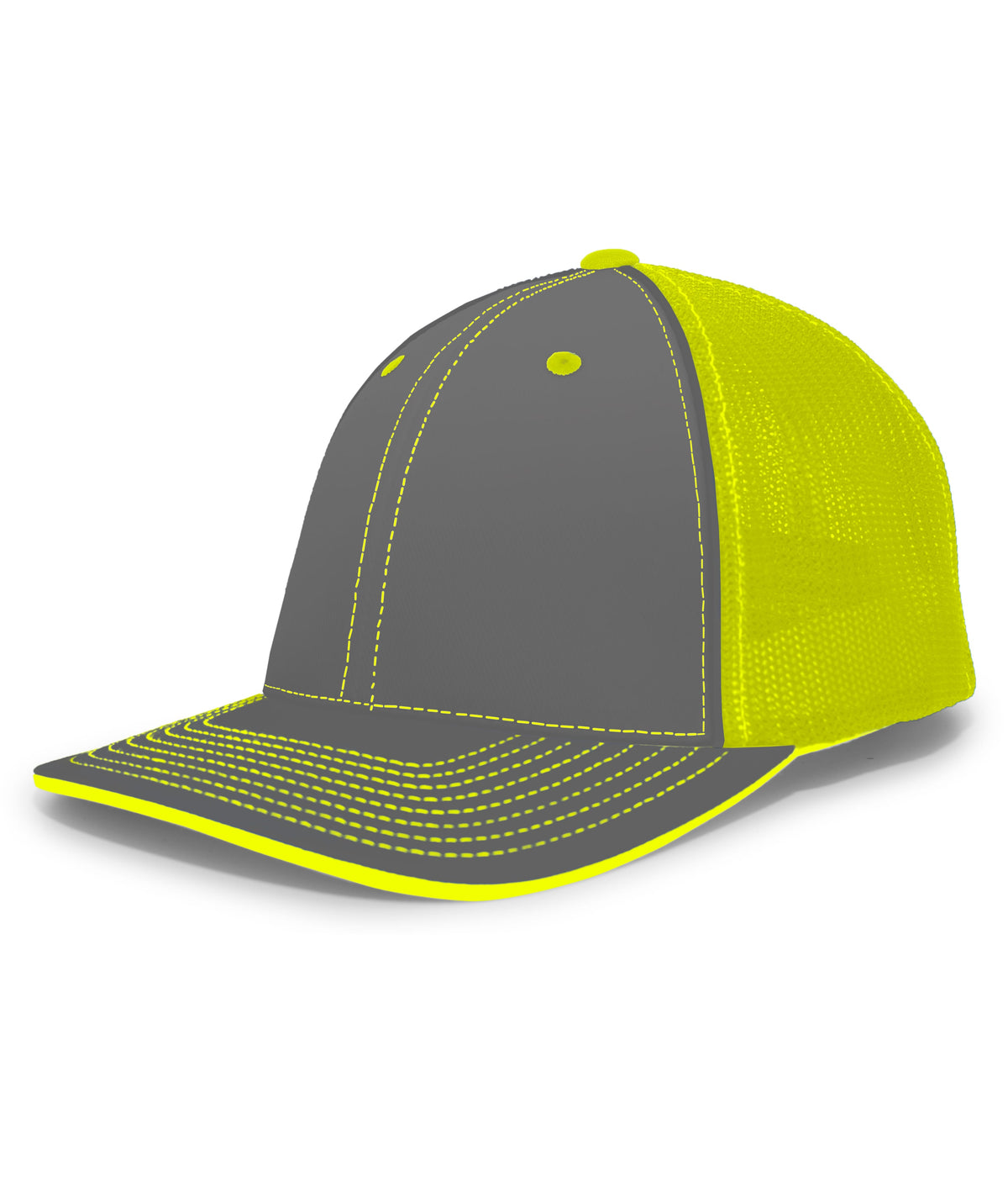 Pacific Headwear Trucker Flexfit Cap - GRAPHITE/NEON YELLOW/GRAPHITE