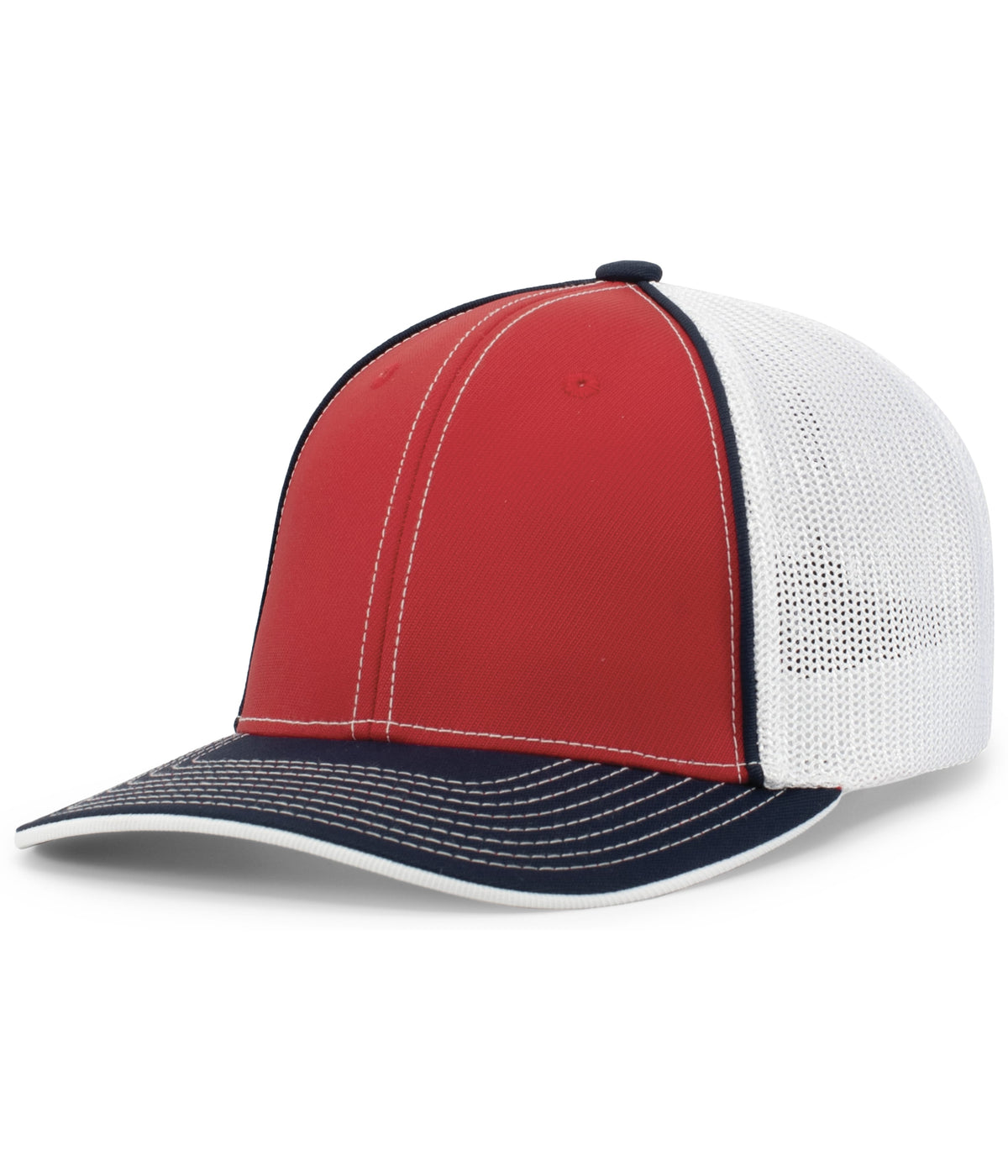 Pacific Headwear Trucker Flexfit Cap - RED/WHITE/NAVY