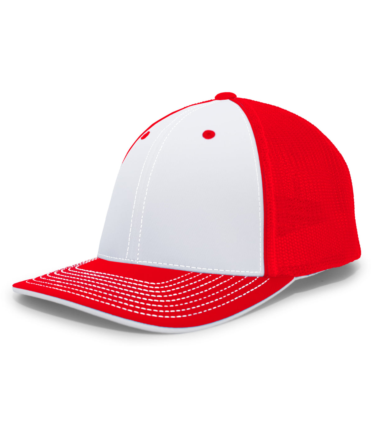 Pacific Headwear Trucker Flexfit Cap - WHITE/RED/RED