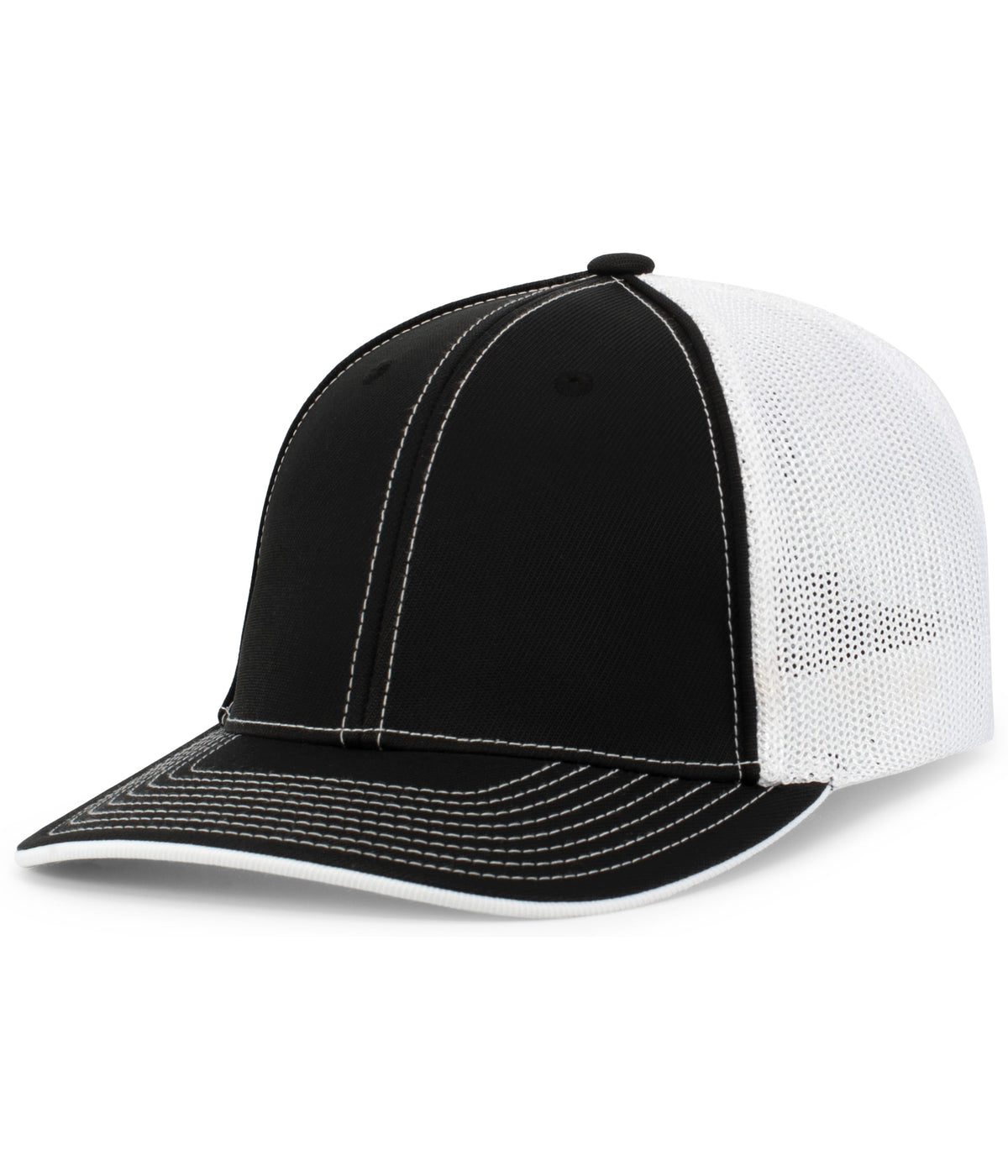 Pacific Headwear Trucker Flexfit Cap - BLACK/WHITE/BLACK