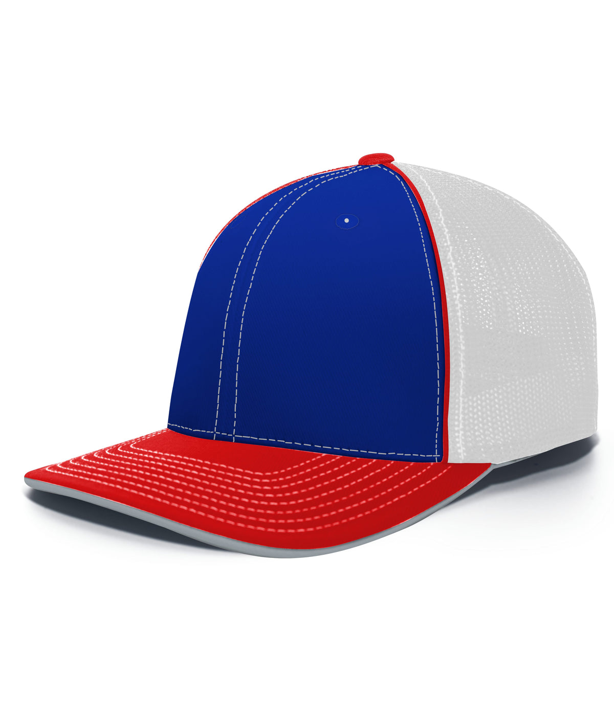 Pacific Headwear Trucker Flexfit Cap - ROYAL/WHITE/RED