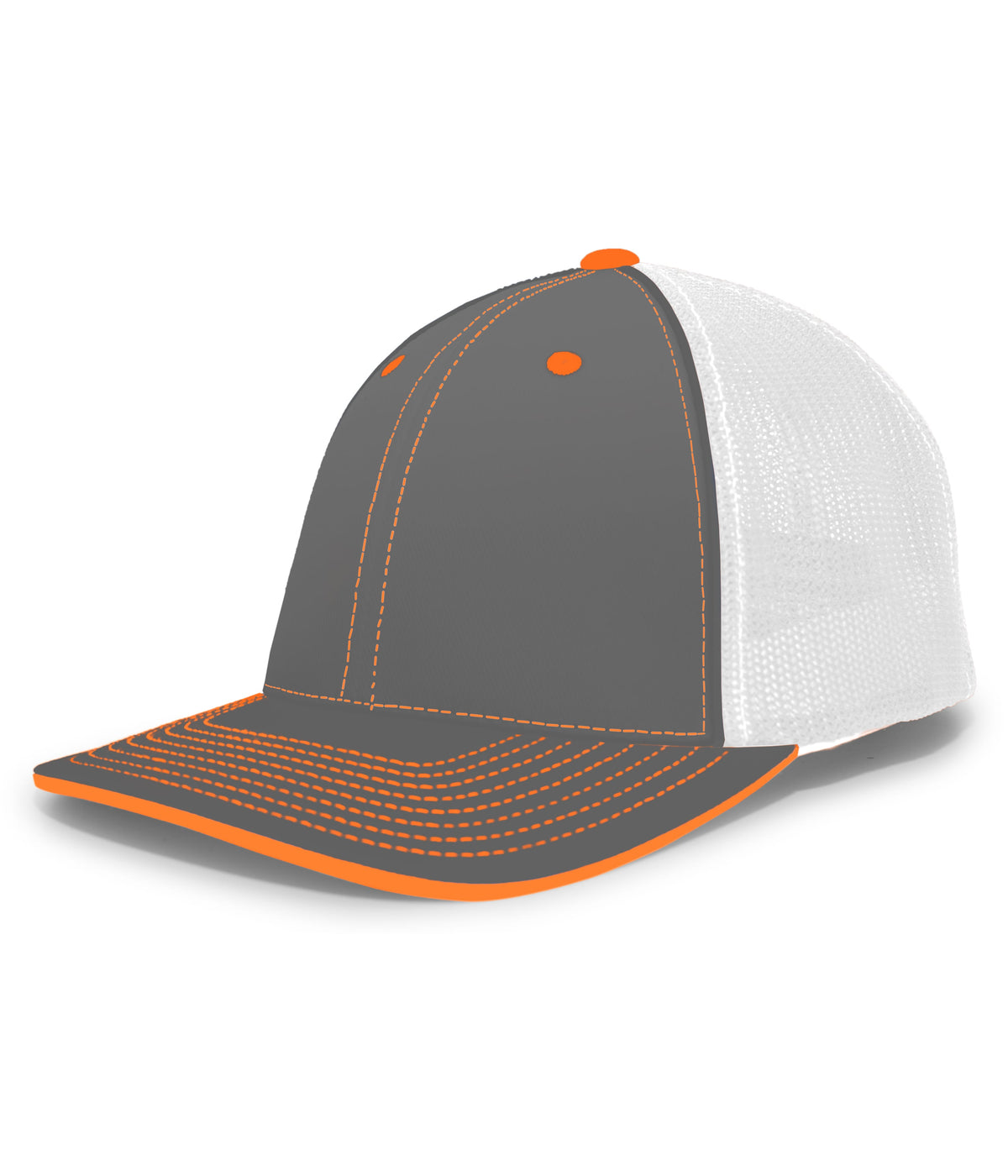 Pacific Headwear Trucker Flexfit Cap - GRAPHITE/WHITE/NEON ORANGE