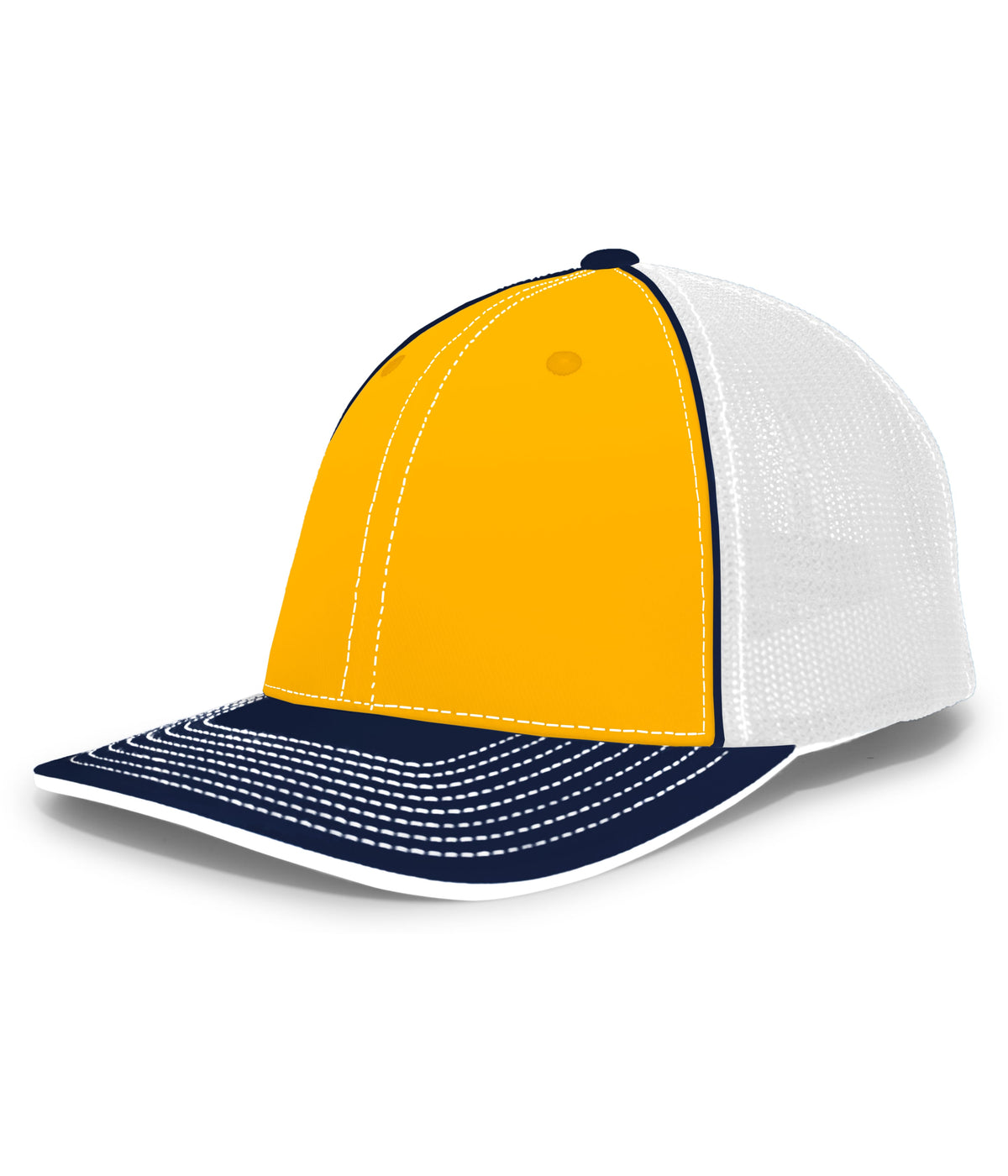 Pacific Headwear Trucker Flexfit Cap - GOLD/WHITE/NAVY