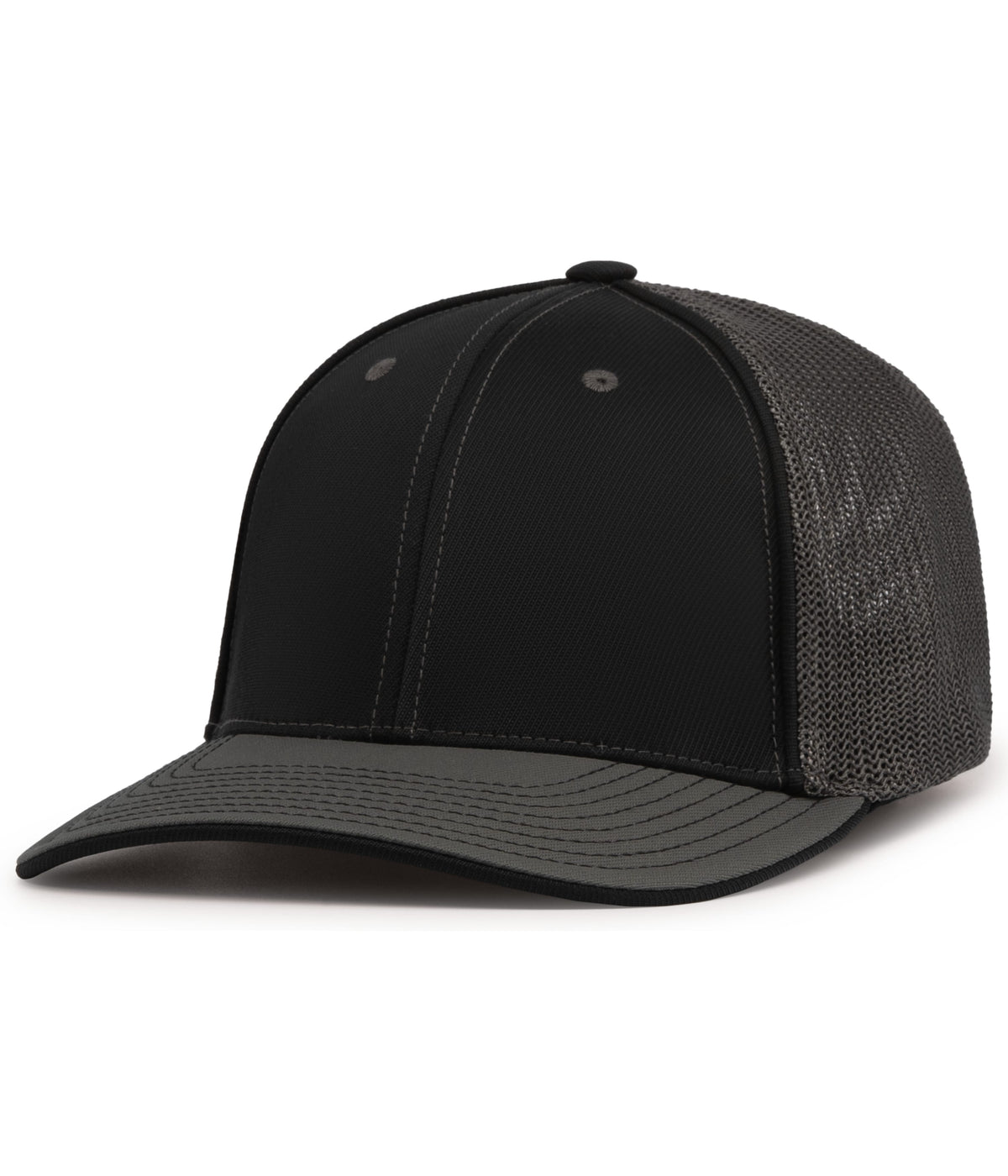 Pacific Headwear Trucker Flexfit Cap - BLACK/GRAPHITE/GRAPHITE
