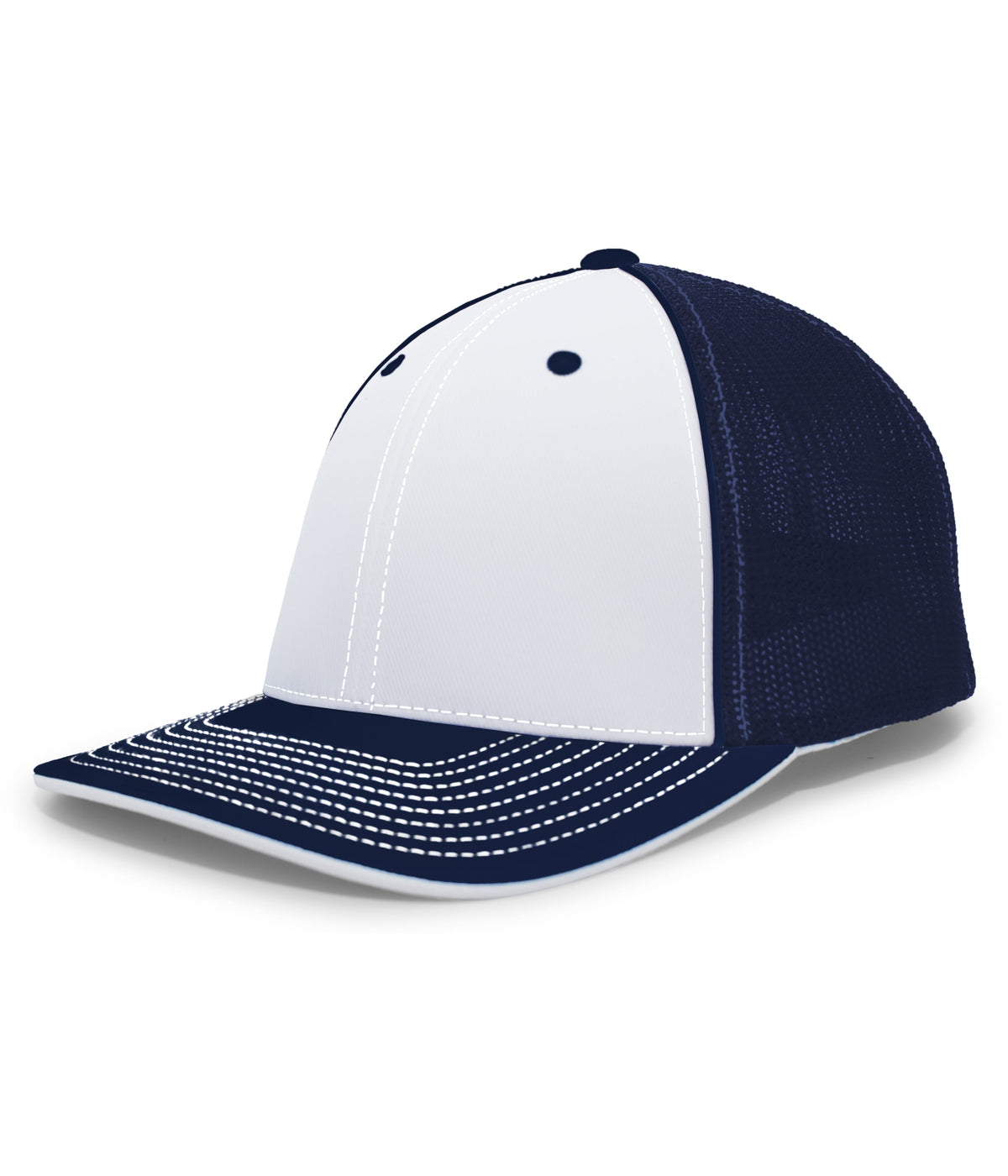 Pacific Headwear Trucker Flexfit Cap - WHITE/NAVY/NAVY