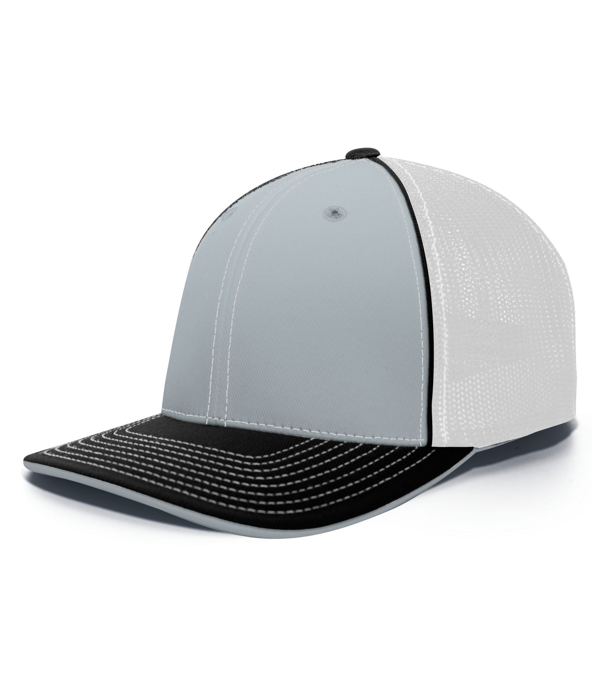 Pacific Headwear Trucker Flexfit Cap - SILVER/WHITE/BLACK
