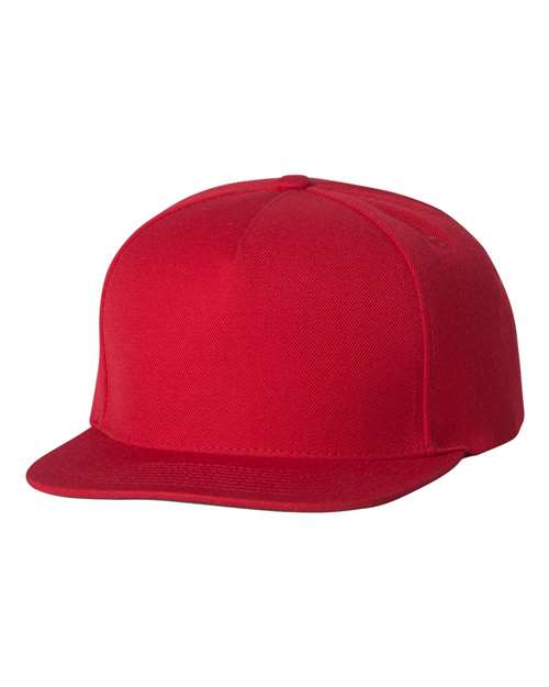 YP Classics Premium Five-Panel Snapback Cap - Red