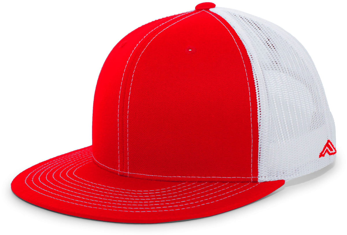 Pacific Headwear D-Series Trucker Snapback Cap - RED/WHITE/RED
