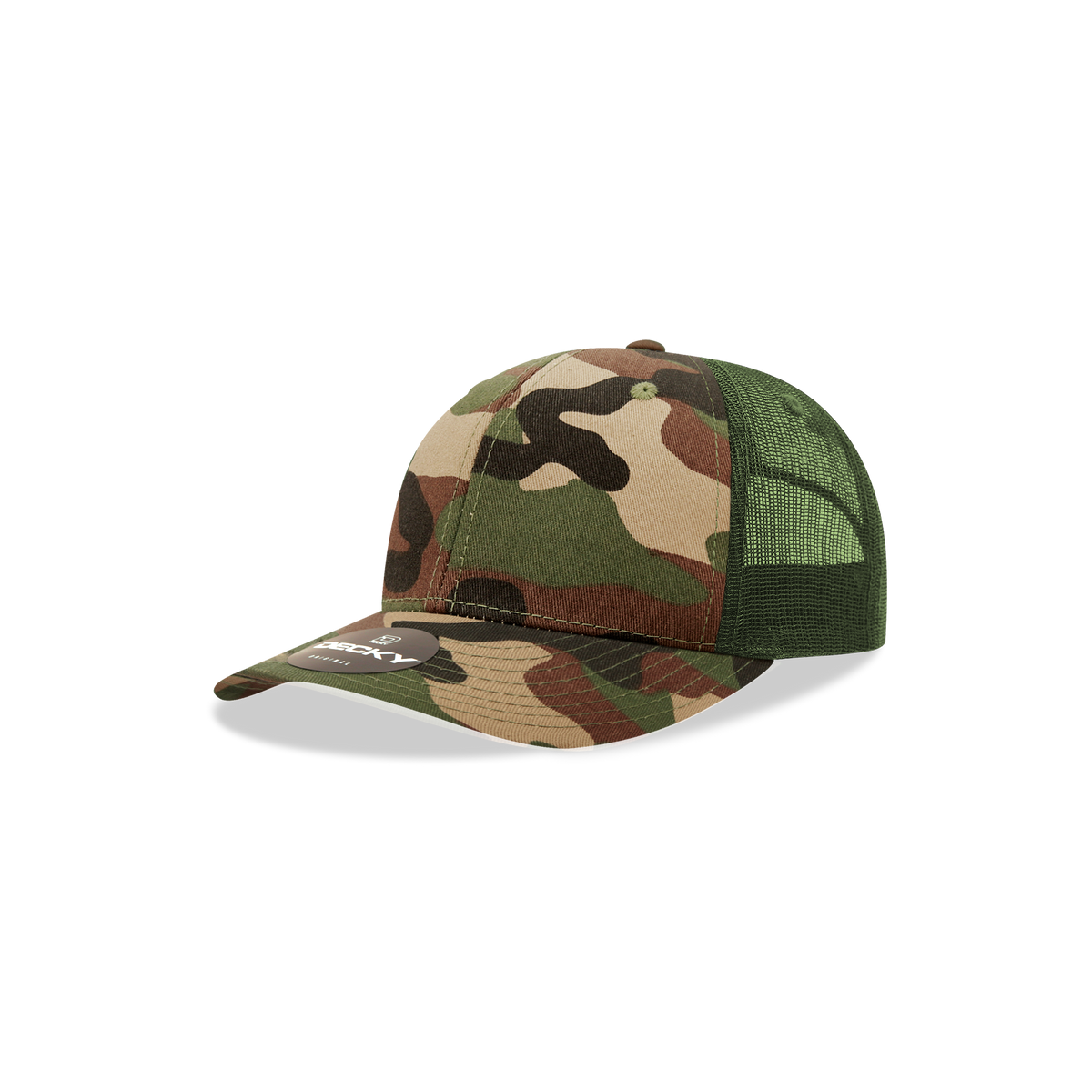 Decky 5019 Youth 6 Panel Mid Profile Structured Cotton Trucker - Woodland