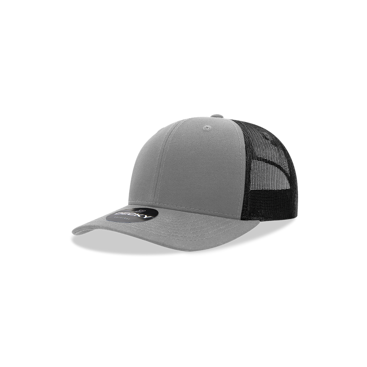 Decky 5019 Youth 6 Panel Mid Profile Structured Cotton Trucker - Grey/Black