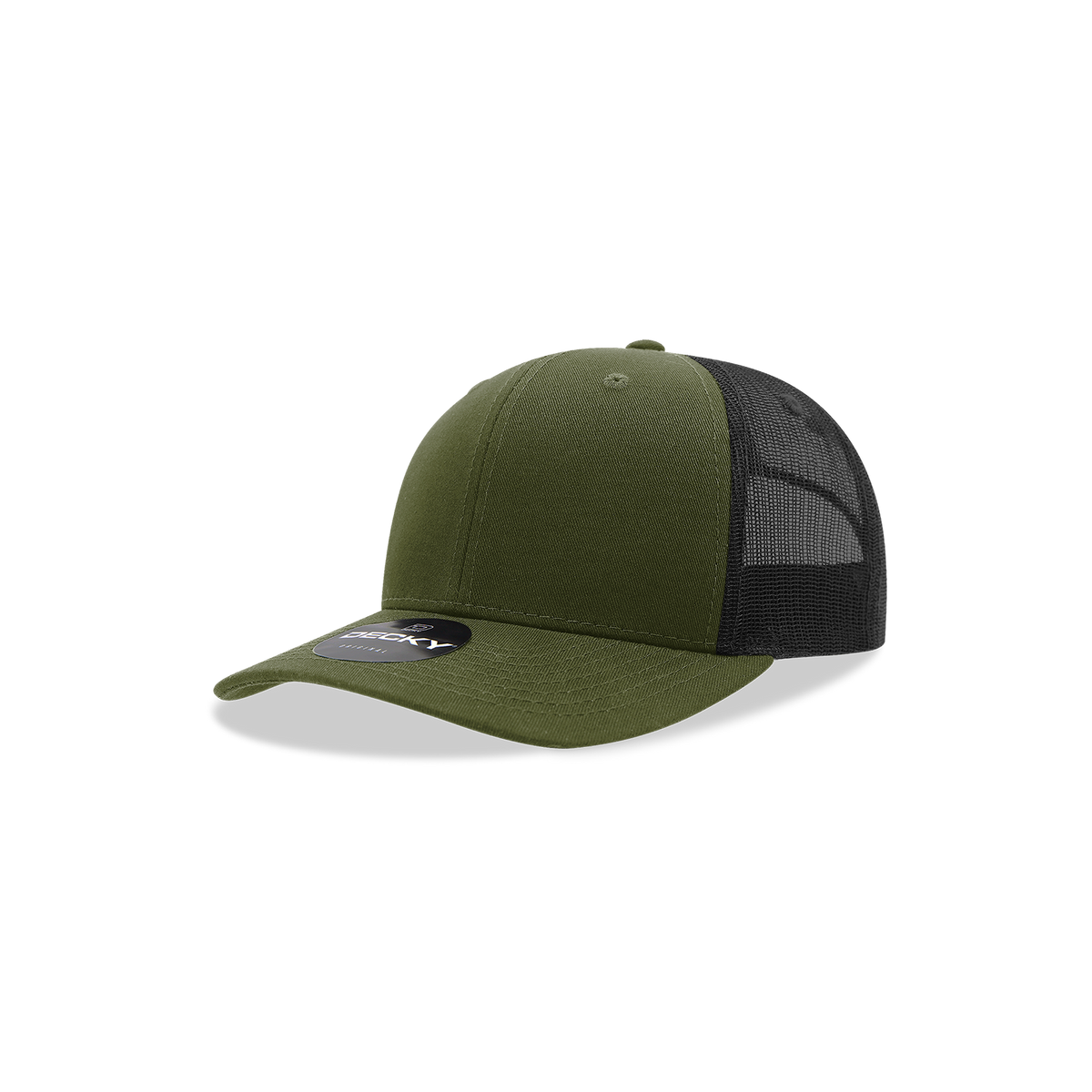 Decky 5019 Youth 6 Panel Mid Profile Structured Cotton Trucker - Loden/Black
