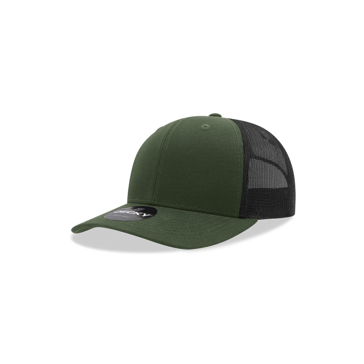 Decky 5019 Youth 6 Panel Mid Profile Structured Cotton Trucker - Olive/Black
