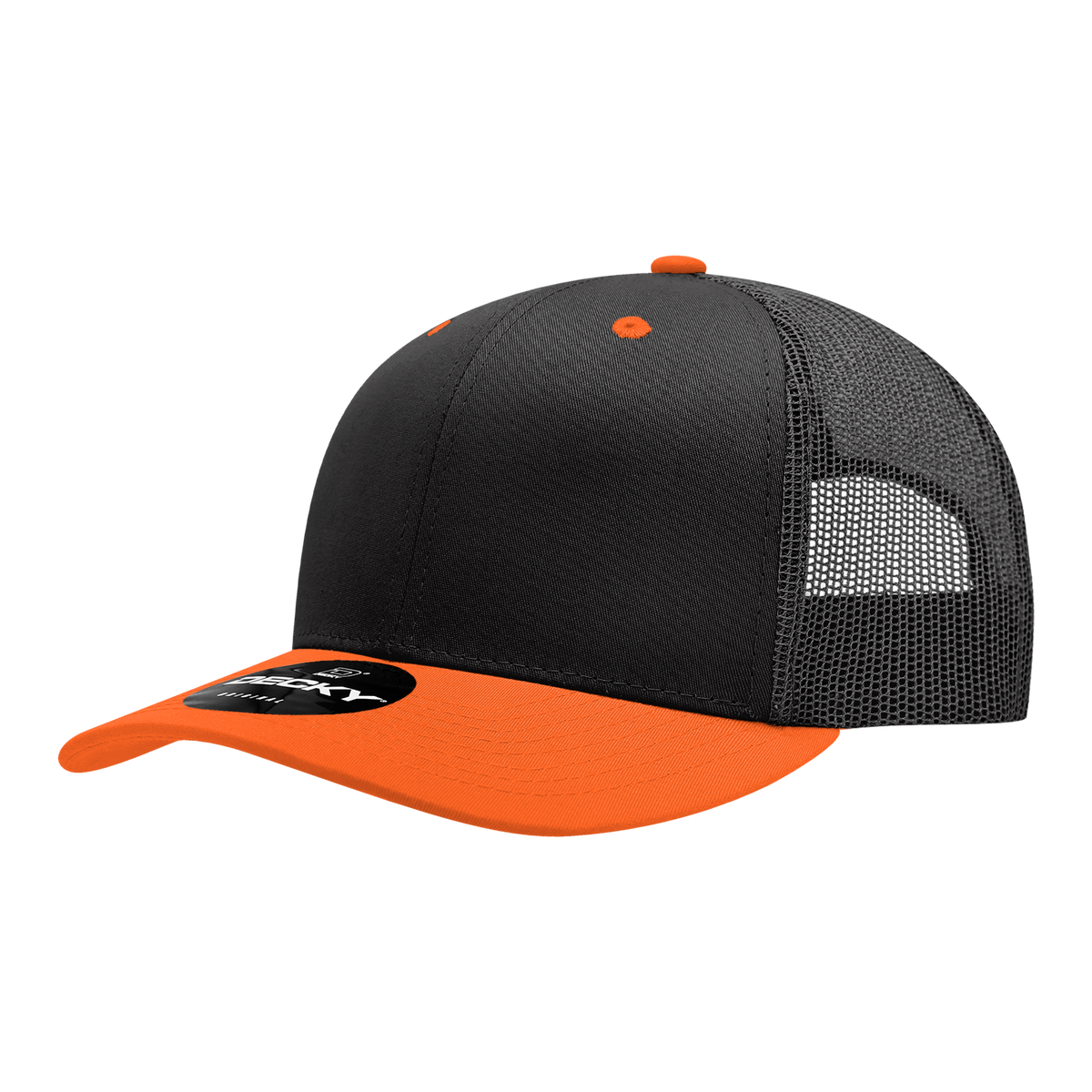 Decky 6021 6 Panel Mid Profile Classic Trucker - BLK/ORN