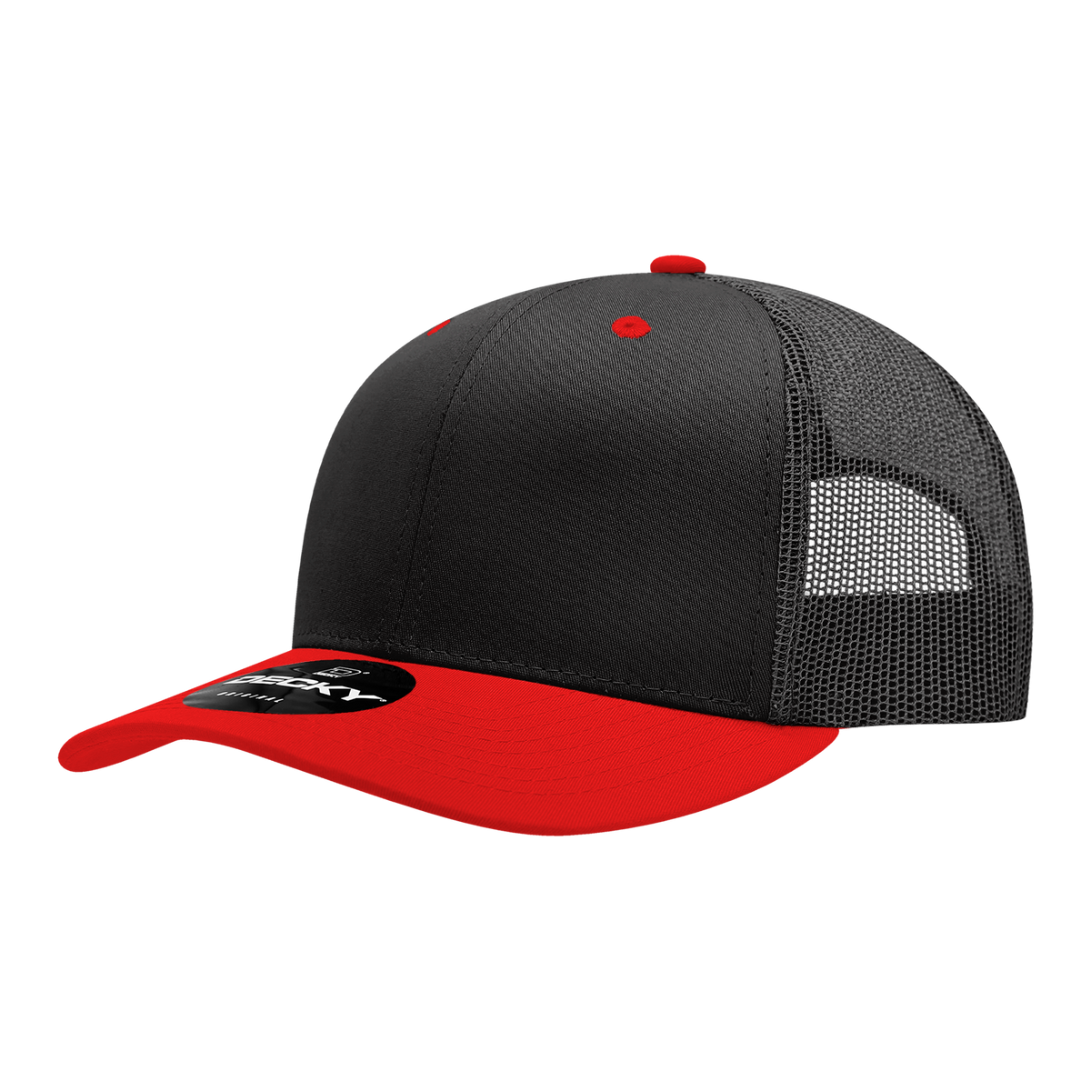 Decky 6021 6 Panel Mid Profile Classic Trucker - BLK/RED