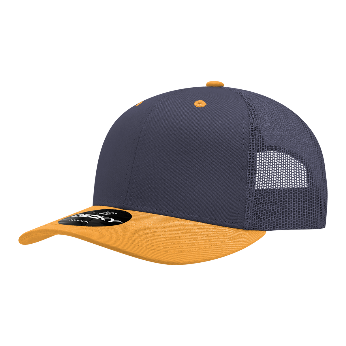 Decky 6021 6 Panel Mid Profile Classic Trucker - NVY/GLD