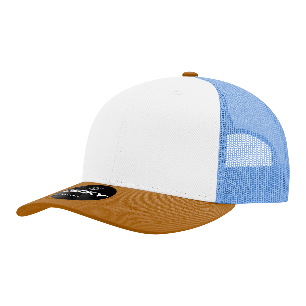 Decky 6021 6 Panel Mid Profile Classic Trucker - COYOTE/WHT/SKY