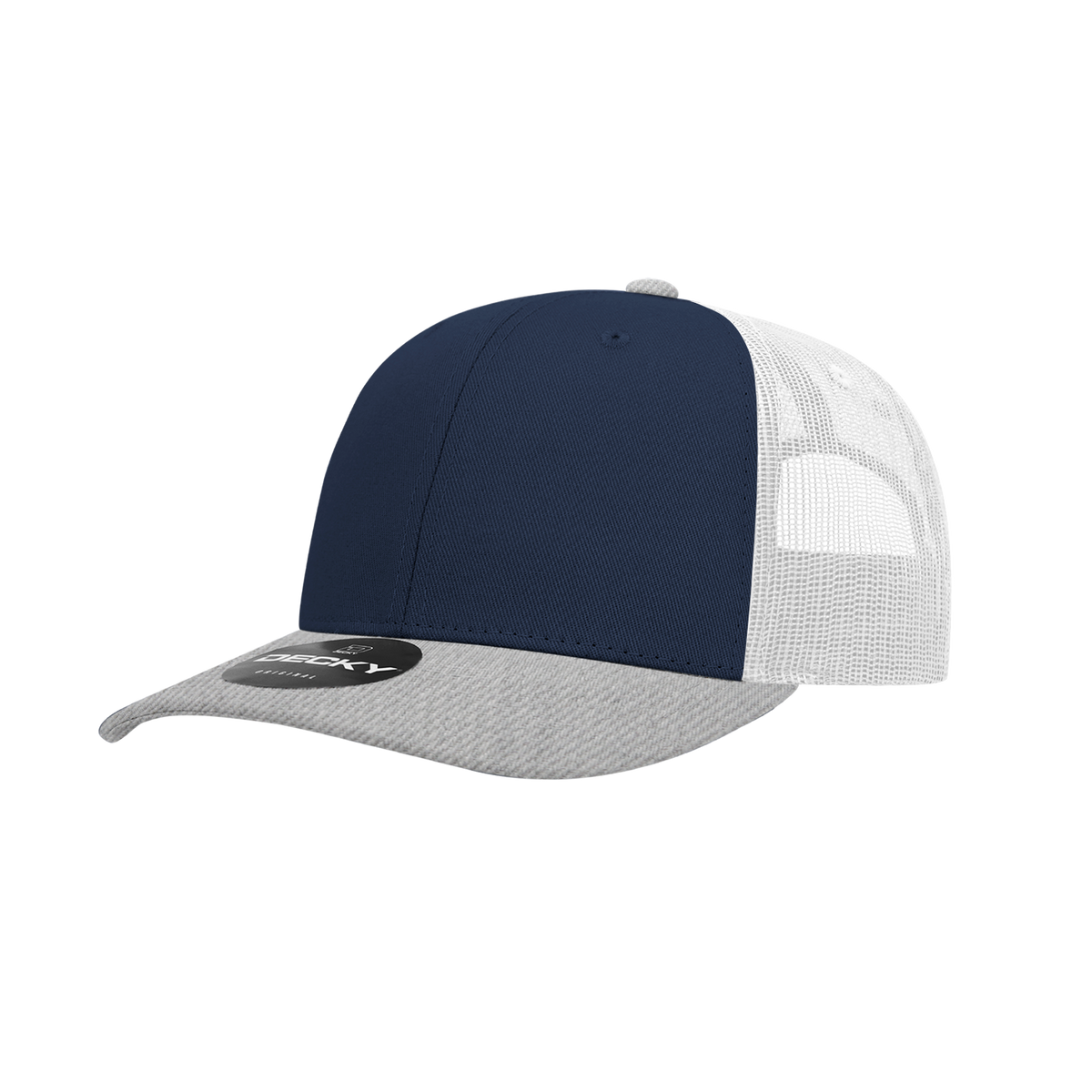 Decky 6021 6 Panel Mid Profile Classic Trucker - HGY/NVY/WHT