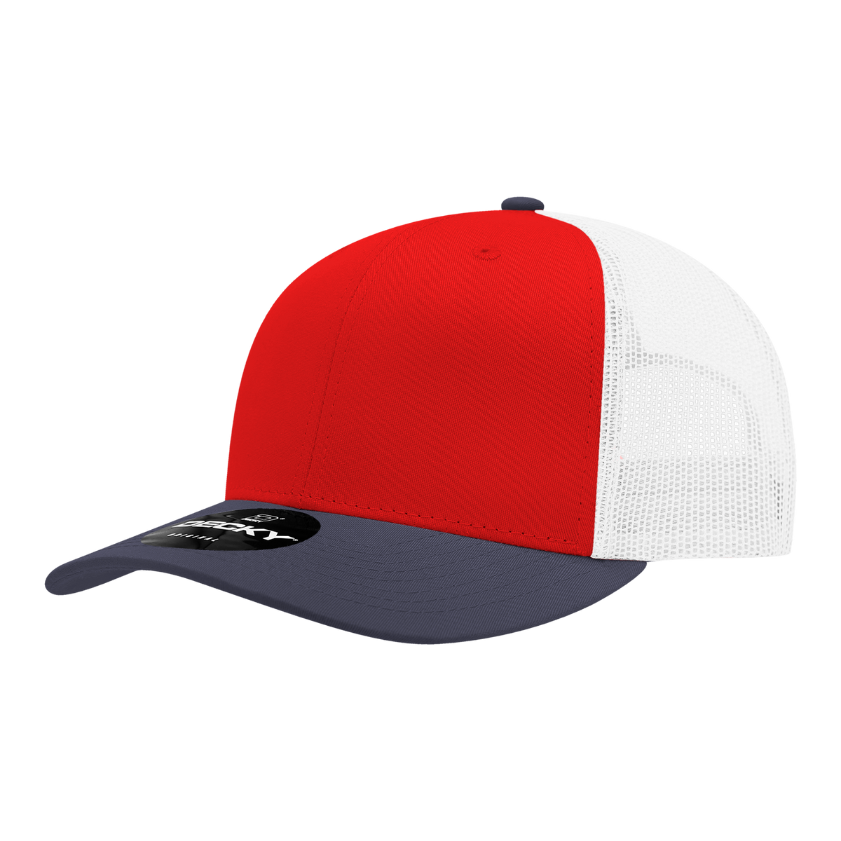Decky 6021 6 Panel Mid Profile Classic Trucker - NVY/RED/WHT