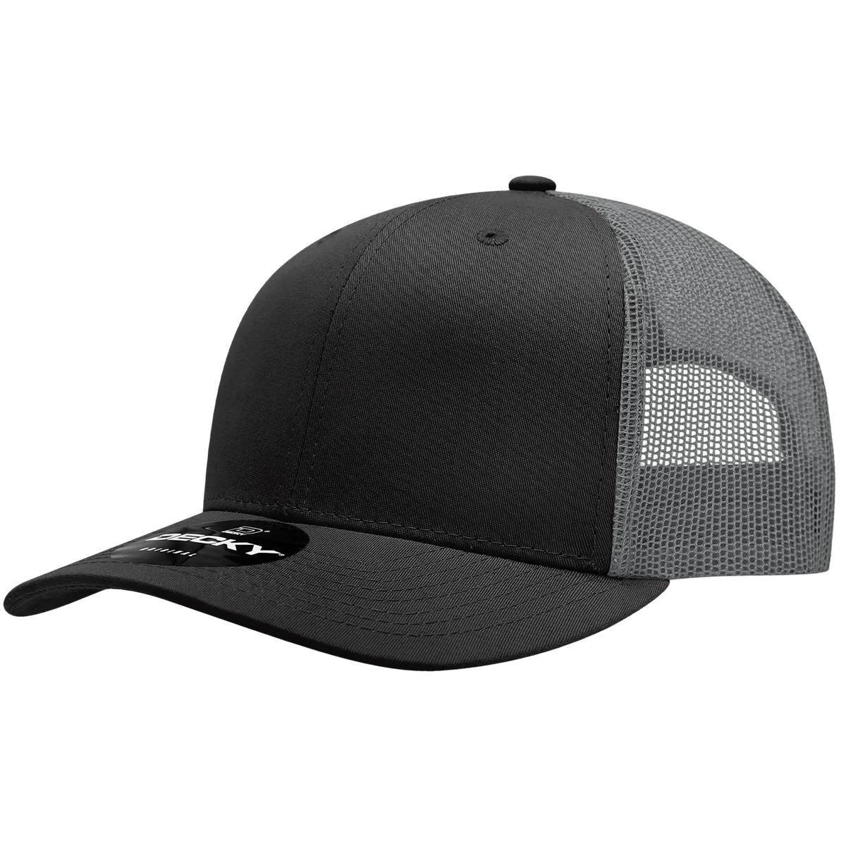 Decky 6021 6 Panel Mid Profile Classic Trucker - BLK/CHA