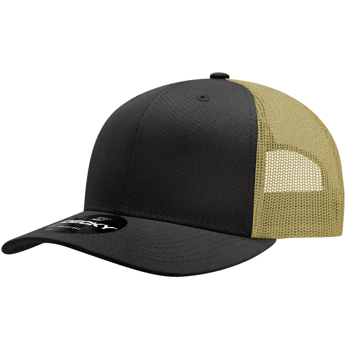 Decky 6021 6 Panel Mid Profile Classic Trucker - Black/Vegas.Gold