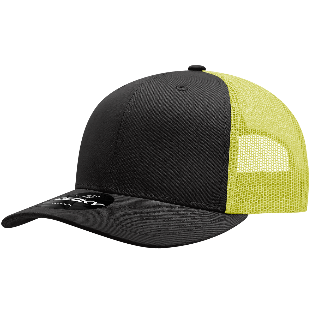 Decky 6021 6 Panel Mid Profile Classic Trucker - Black/Yellow
