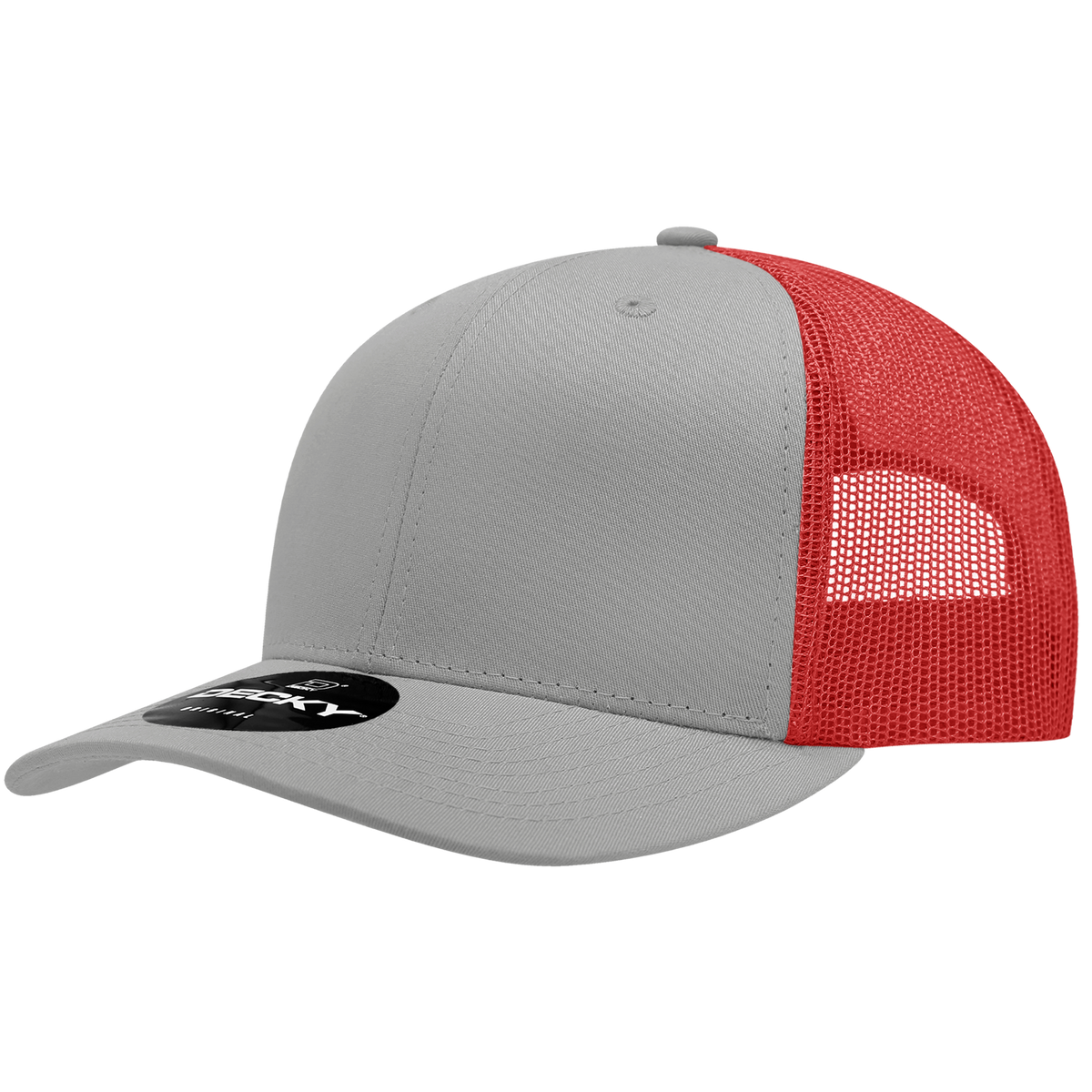 Decky 6021 6 Panel Mid Profile Classic Trucker - GRY/RED