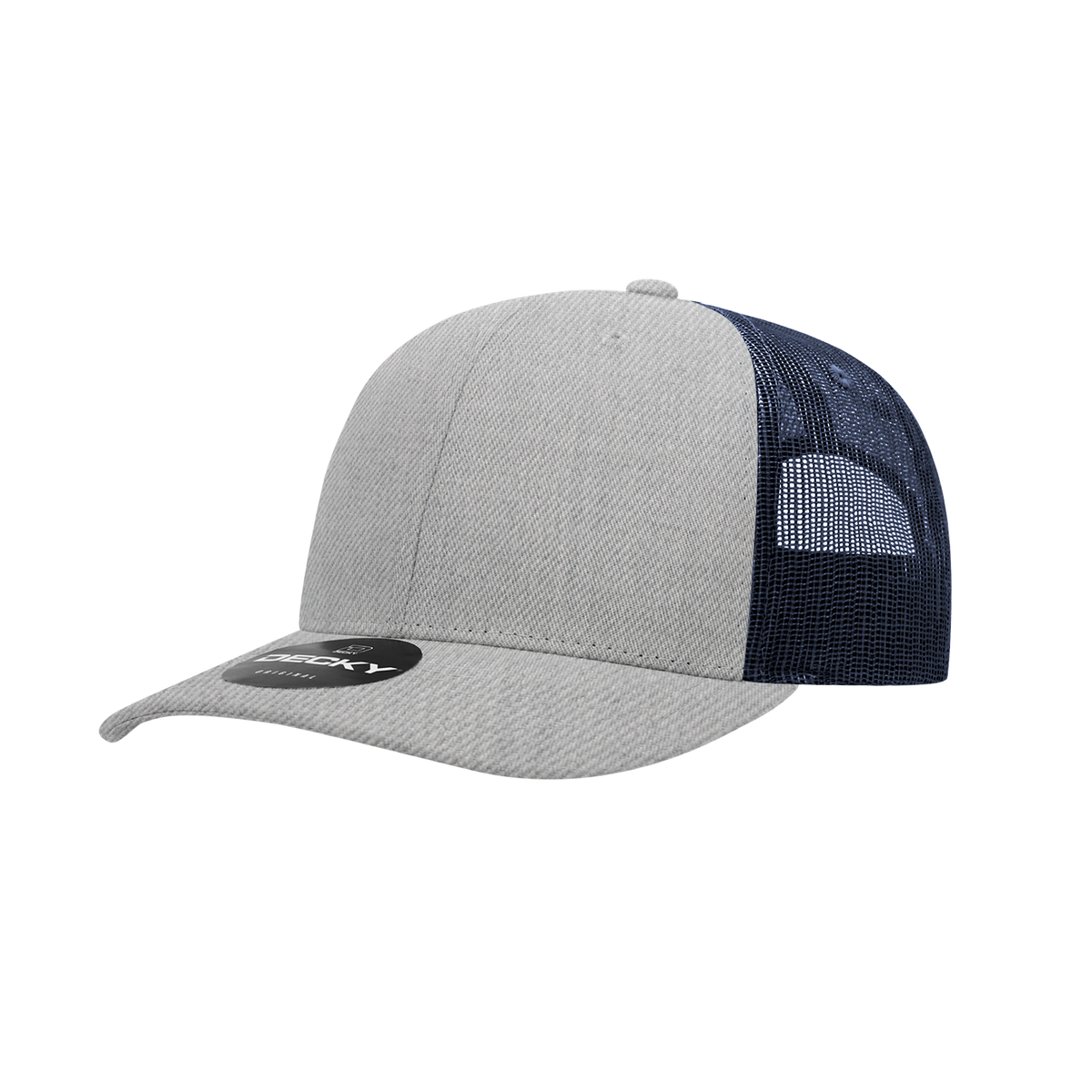 Decky 6021 6 Panel Mid Profile Classic Trucker - Heather Grey/Navy