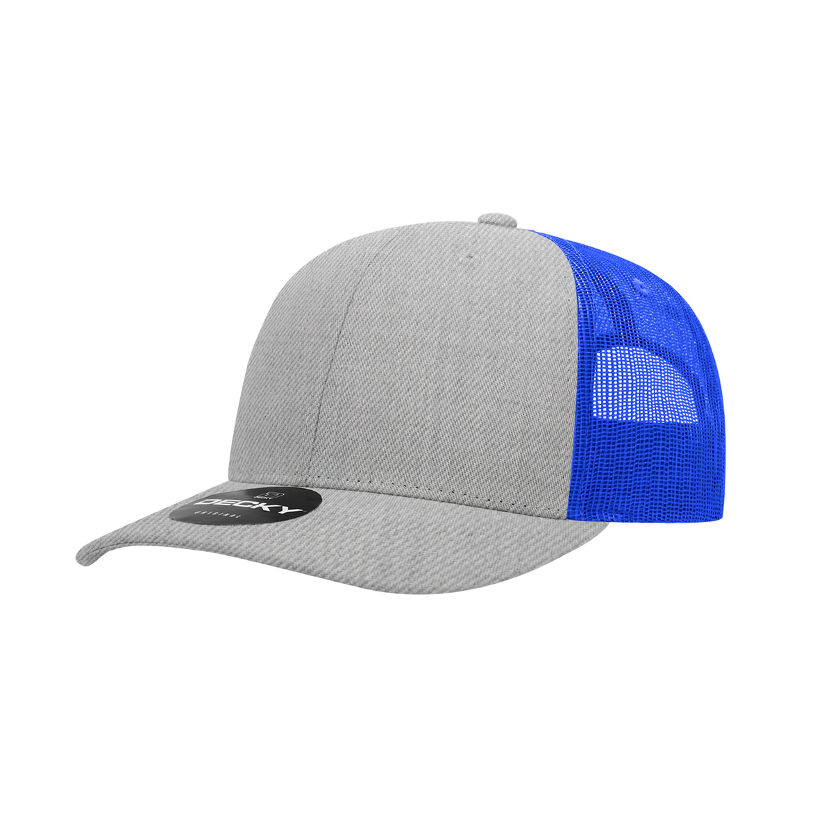 Decky 6021 6 Panel Mid Profile Classic Trucker - Heather Grey/Royal