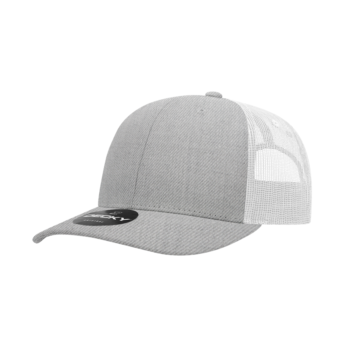 Decky 6021 6 Panel Mid Profile Classic Trucker - Heather Grey/White