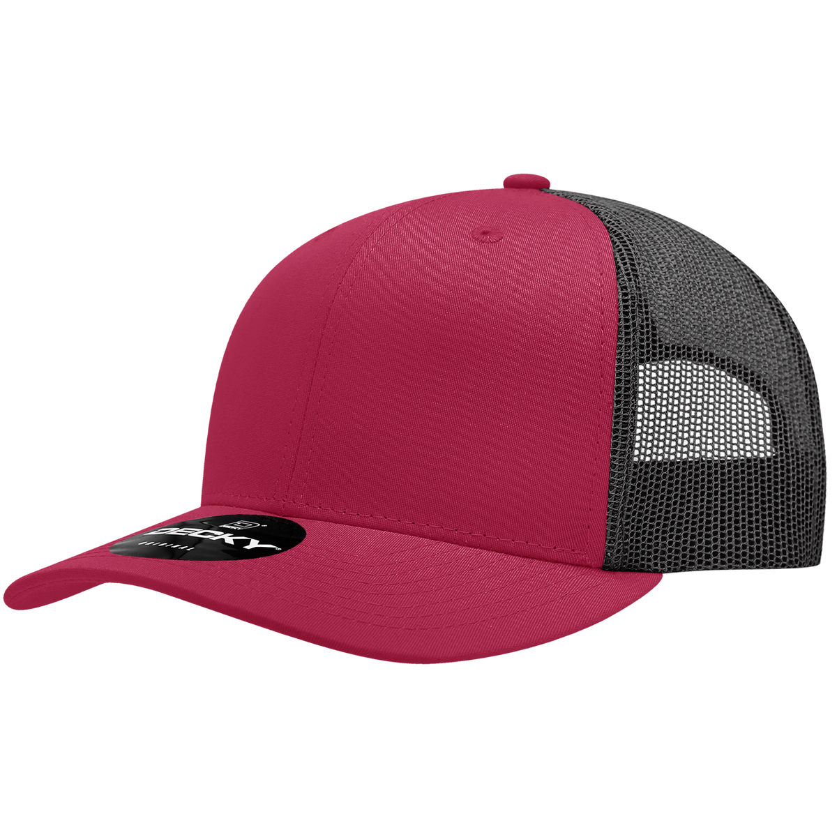 Decky 6021 6 Panel Mid Profile Classic Trucker - Hot Pink/Black